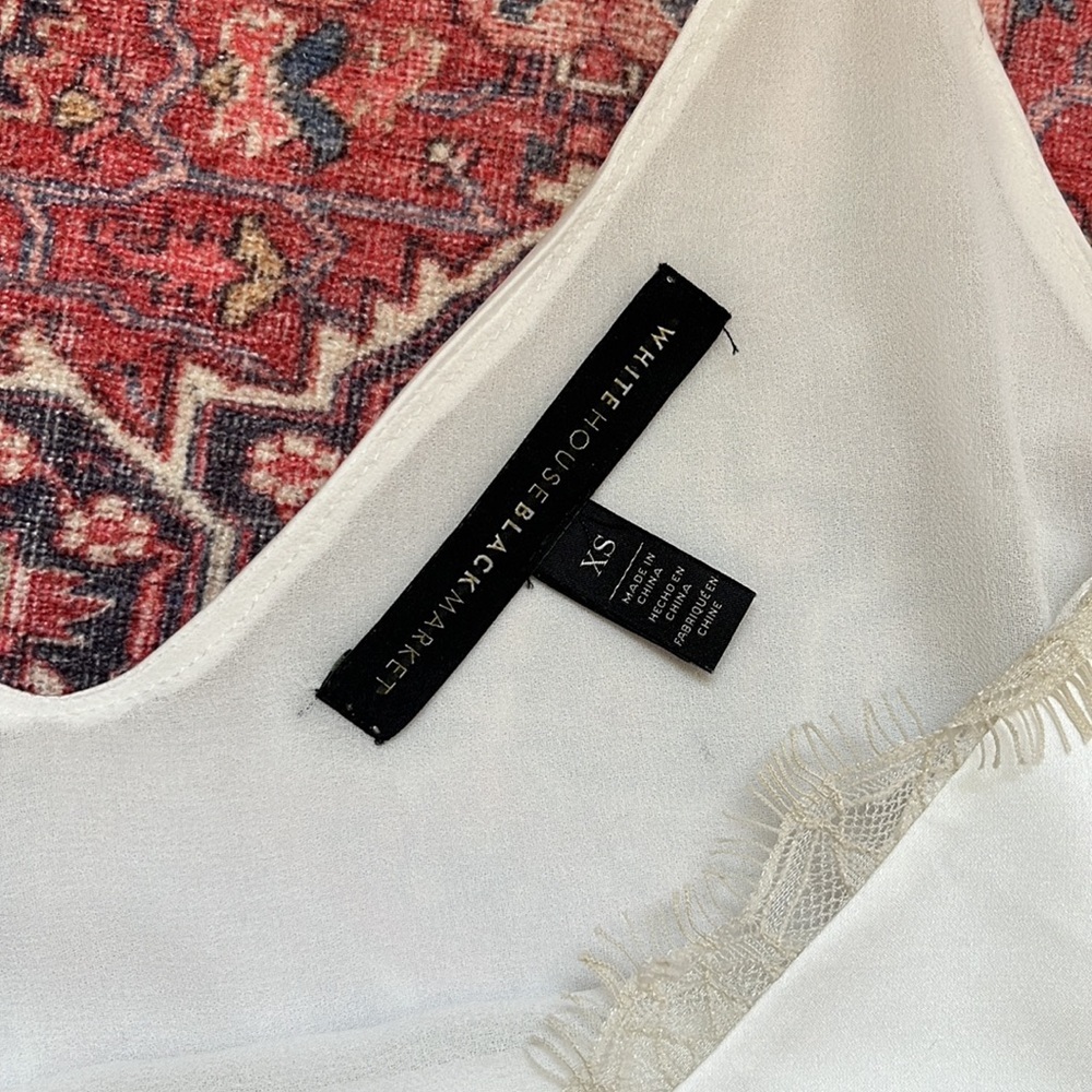 White House Black Market Ivory Satin Lace Layered Cami Camisole XS - Picture 8 of 8
